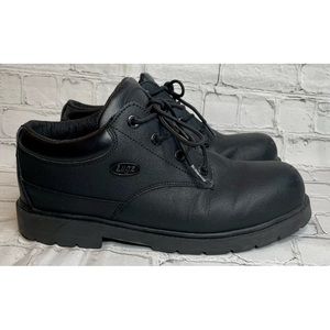 Black Leather Lugz Low Work Boot